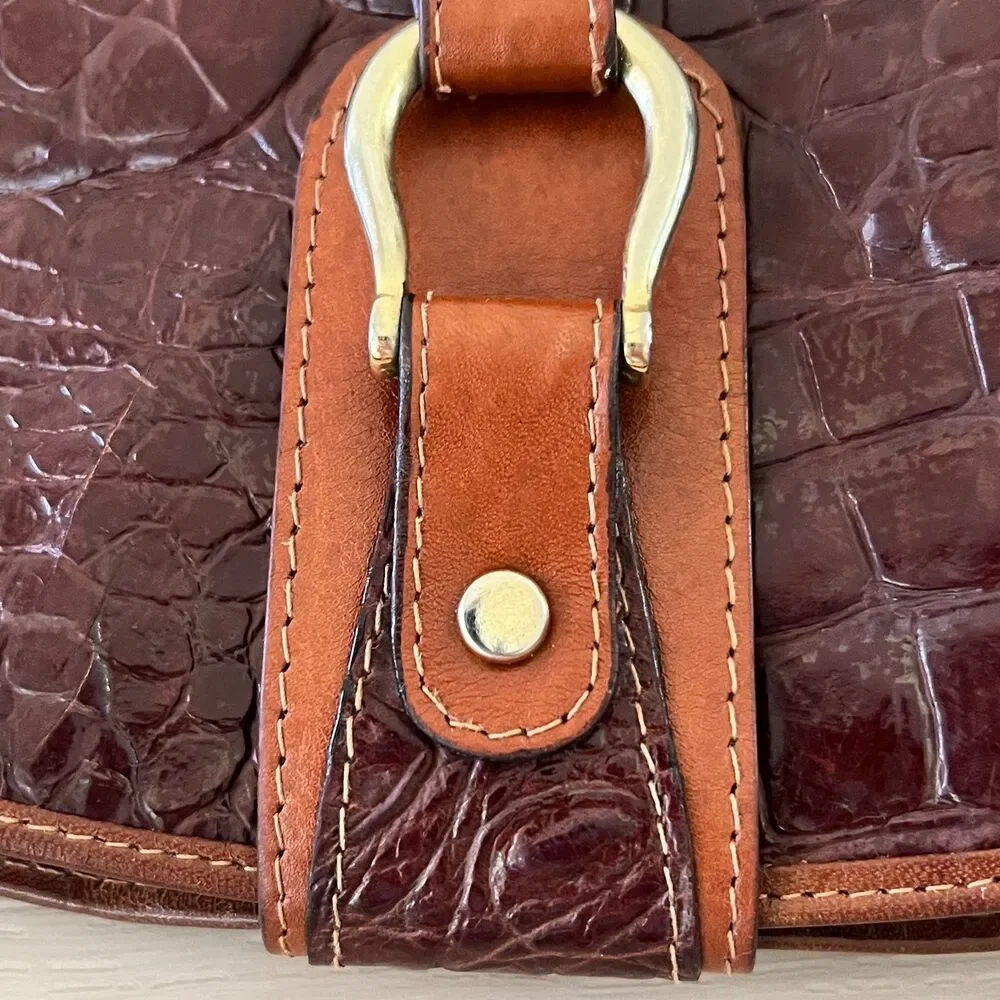 VTG 70s Saks Fifth Avenue Made in Italy Croc Embossed Leather Medium Bucket Bag
